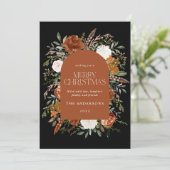 Zwarte terracotta floral botanical elegant arch feestdagenkaart (Staand voorkant)