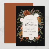 Zwarte terracotta floral botanical elegant arch ho feestdagenkaart (Voorkant / Achterkant)