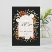 Zwarte terracotta floral botanical elegant arch ho feestdagenkaart (Staand voorkant)