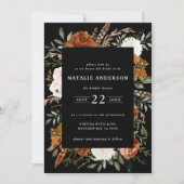 Zwarte terracotta floral rustic vrijgezellenfeest kaart (Voorkant)