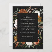 Zwarte terracotta floral rustige moderne kaart (Voorkant)