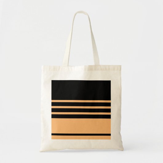 Zwarte terracotta horizontale strepen tote bag (Voorkant)