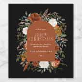 Zwarte terracotta kerst botanische elegante wijn wijn etiket (Enkel label)