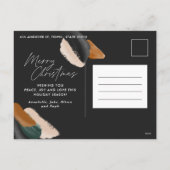 Zwarte terracotta moderne, minimale waterverf foto feestdagenkaart (Achterkant)