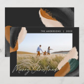 Zwarte terracotta moderne, minimale waterverf foto feestdagenkaart (Voorkant / Achterkant)