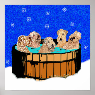 ZWARTE TERRIERS IN HOT TUB POSTER
