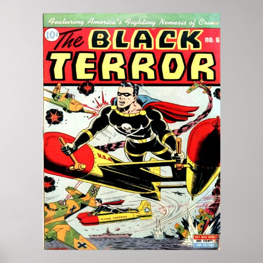 ZWARTE TERROR Cool  Comic Book Hoesje Art Poster (Voorkant)