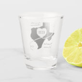 Zwarte Texas Curling Ribbon Weduwdatum Shot Glas (Achterkant)