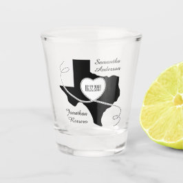 Zwarte Texas Curling Ribbon Weduwdatum Shot Glas
