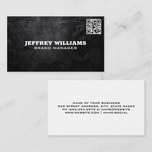 Zwarte textuur achtergrond | QR-code-Visitekaartje Visitekaartje (Voorkant / Achterkant)