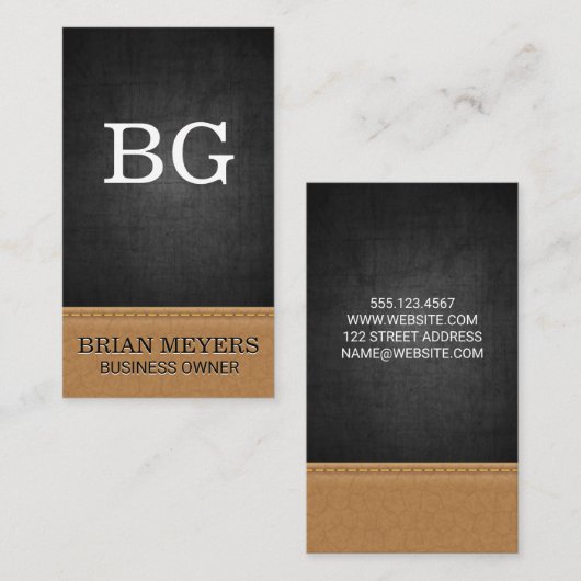 Zwarte textuur | Gesitteerd leder Visitekaartje (Voorkant / Achterkant)