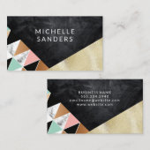 Zwarte textuur | Tegel Geometrisch | Goudfolie Visitekaartje (Voorkant / Achterkant)