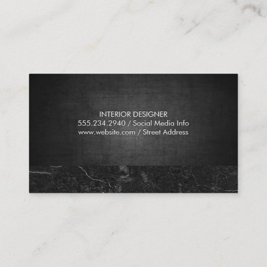 Zwarte Textuur | Zwarte Leisteen Marmer Visitekaartje (Achterkant)