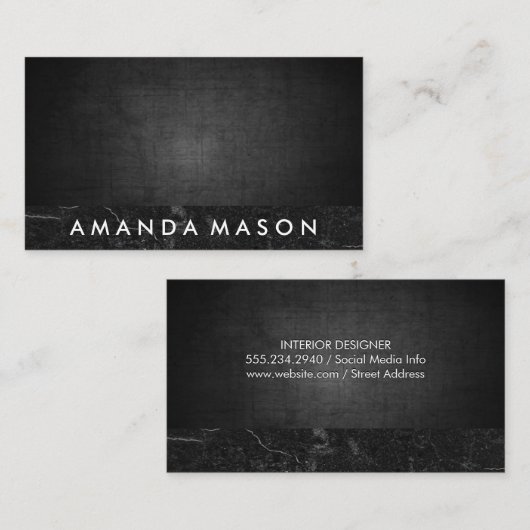 Zwarte Textuur | Zwarte Leisteen Marmer Visitekaartje (Voorkant / Achterkant)