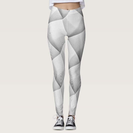 Zwarte textuurlijnen op witte achtergrond leggings (Voorkant)