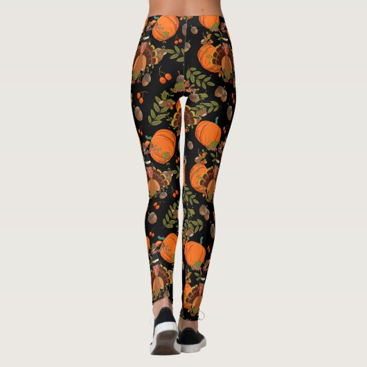 zwarte Thanksgiving turkije Leggings (Achterkant)
