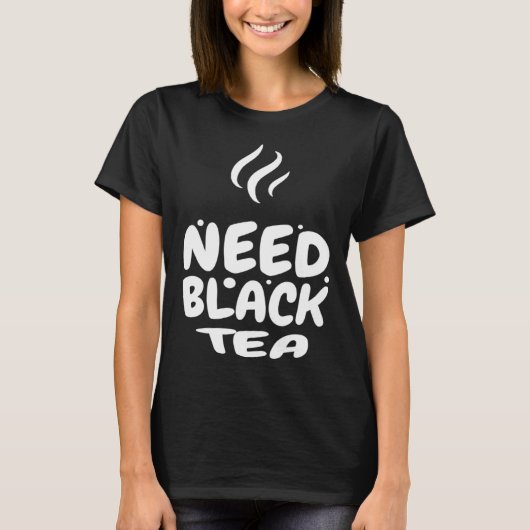 ZWARTE THEE CAFEÏNEVERSLAAFDE NODIG T-SHIRT (Voorkant)