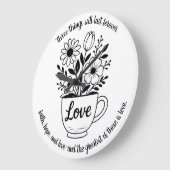  zwarte theekop met bloemenontwerp grote klok (Hoek)