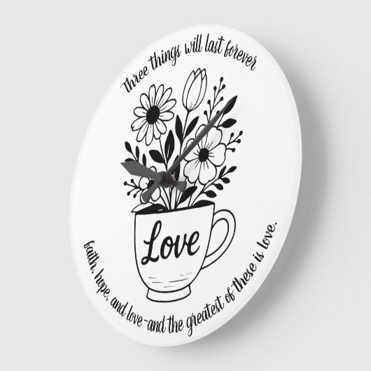  zwarte theekop met bloemenontwerp grote klok (Hoek)