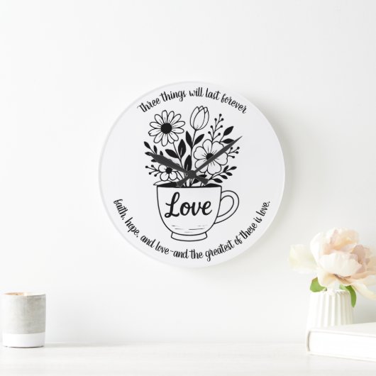  zwarte theekop met bloemenontwerp grote klok (Huis)