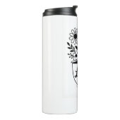  zwarte theekop met bloemetjes Tumbler Thermosbeker (Gedraaid links)