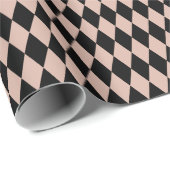 Zwarte & Theeroos Harlekijn Diamanten Cadeaupapier (Rol Hoek)