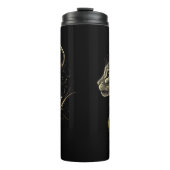 Zwarte Thermische Tumbler met Golden Cat Design Thermosbeker (Voorkant)