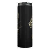 Zwarte Thermische Tumbler met Golden Cat Design Thermosbeker (Achterkant)