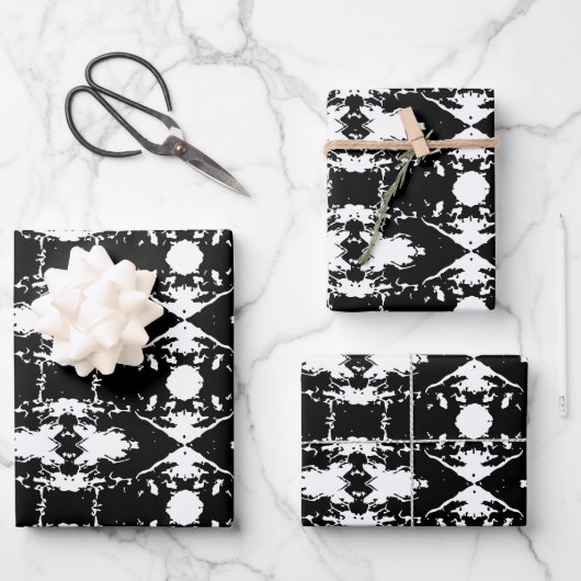 Zwarte Thumbprint Cookie Tree Bark Patroon Inpakpapier Vel (Voorkant)