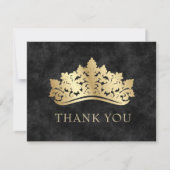 Zwarte Tiara kroon Elegante Quinceanera Bedankkaart (Voorkant)