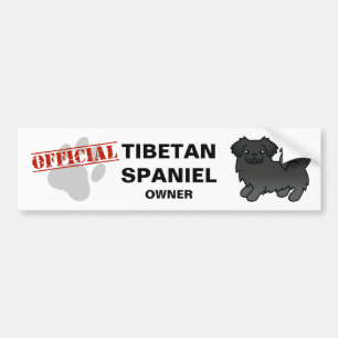 Zwarte Tibetaanse Spaniel Cartoon Hond Bumpersticker