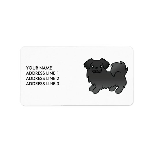 Zwarte Tibetaanse Spaniel Mopshond & Tekst Etiket (Voorkant)