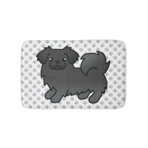 Zwarte Tibetaanse Spaniel Schattige Cartoon Hond & Badmat