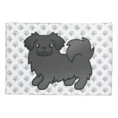 Zwarte Tibetaanse Spaniel Schattige Cartoon Hond & Kussensloop (Achterkant)