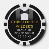 Zwarte-Tie Bachelor Party Foto Pokerfiches Poker Chips (Voorkant)
