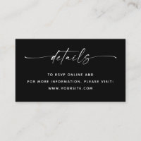 Zwarte-Tie Bruiloft Details + QR Code | Minimalist