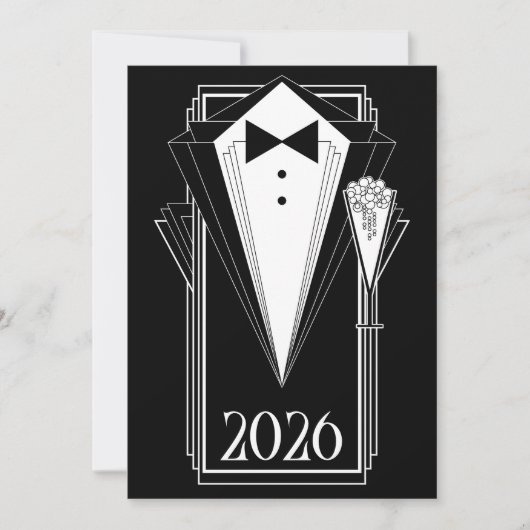 Zwarte Tie Champagne Kaart (Voorkant)