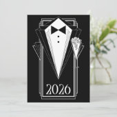 Zwarte Tie Champagne Kaart (Staand voorkant)