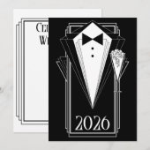 Zwarte Tie Champagne Kaart (Voorkant / Achterkant)