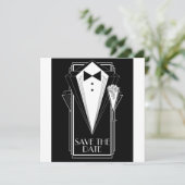 Zwarte Tie Champagne Save The Date (Staand voorkant)