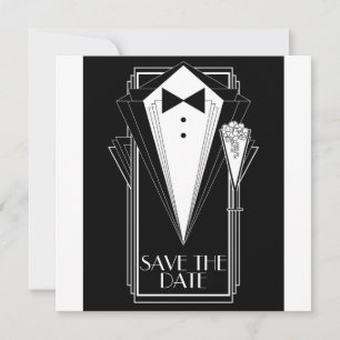 Zwarte Tie Champagne Save The Date
