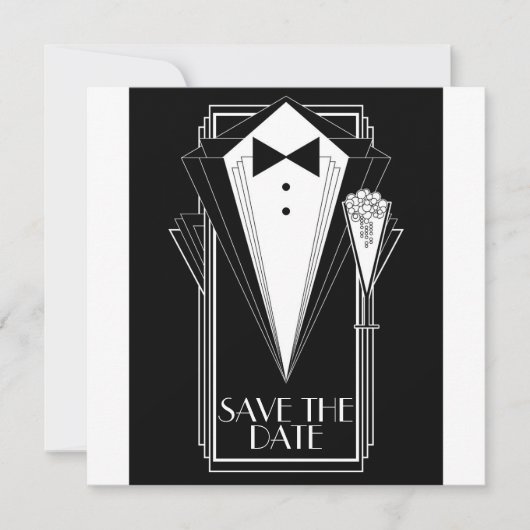 Zwarte Tie Champagne Save The Date (Voorkant)