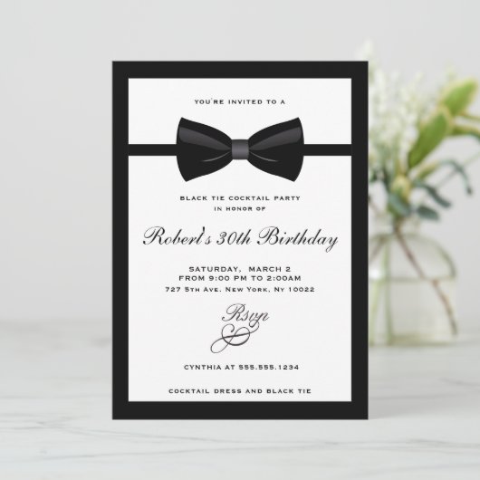 Zwarte Tie, Cocktailparty-uitnodigingen Kaart (Staand voorkant)