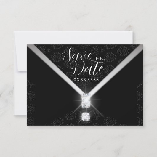 Zwarte Tie Diamant Bewaar de Datum Save The Date (Voorkant)
