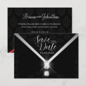 Zwarte Tie Diamant Bewaar de Datum Save The Date (Voorkant / Achterkant)
