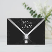 Zwarte Tie Diamant Bewaar de Datum Save The Date (Staand voorkant)