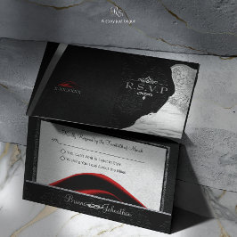 Zwarte Tie Diamant RSVP Kaartje