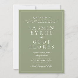 Zwarte Tie Elegante Mosgroene Typografie Trouwfees Kaart