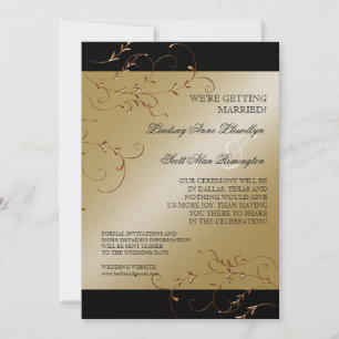 Zwarte Tie Elegantie, Gouden Save the Date Uitnodi Kaart