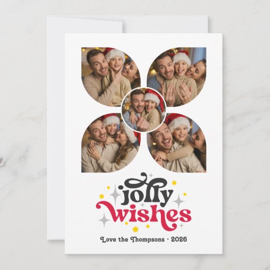Zwarte Tie Festive Retro Fotocollage Kerstmis Feestdagenkaart (Voorkant)